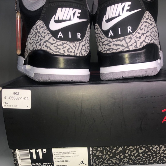 Nike Jordan retro 3 black cement - Picture 2 of 5